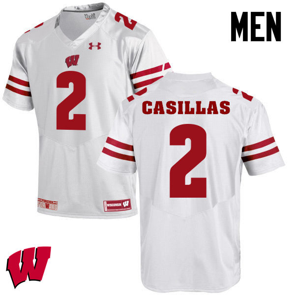 Wisconsin Badgers Men's #2 Jonathan Casillas NCAA Under Armour Authentic White College Stitched Football Jersey SN40C25DY